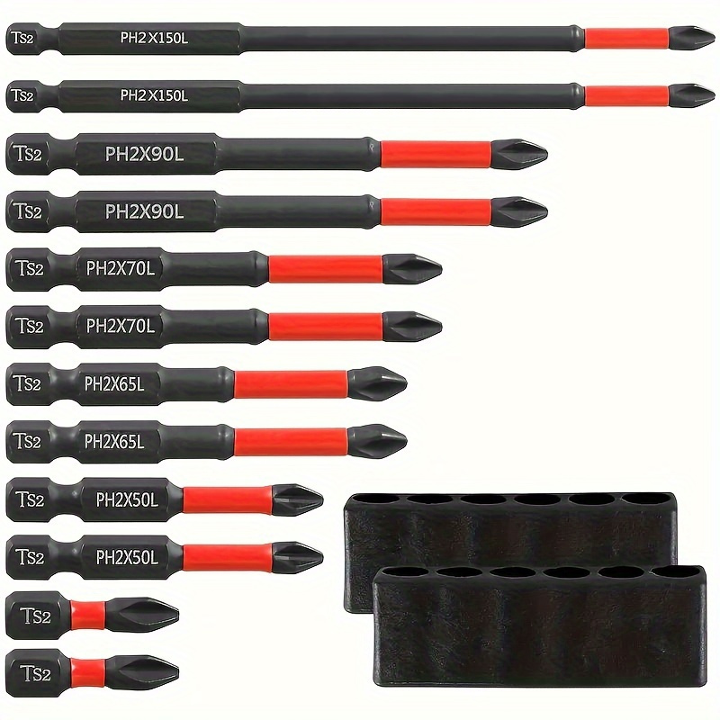 Jeu d'embouts de tournevis magnétiques en acier S2, tige de 1/4 pouces, embouts de tournevis électrique à tête transversale, embout de tournevis à percussion 10/12 pièces