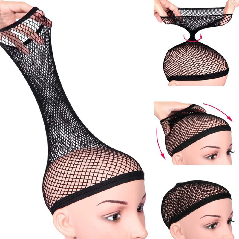 Peluca de malla elástica para mujer, gorro Universal de dos extremos, color negro, 1 piezas