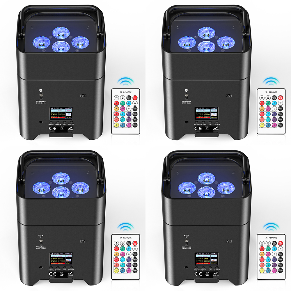 U'King 4 pièces 6x18W 6 en 1 RGBAW + UV Par lumière télécommande sans fil LED batterie lumière pour Disco DJ Bar fête Concert lumière de scène