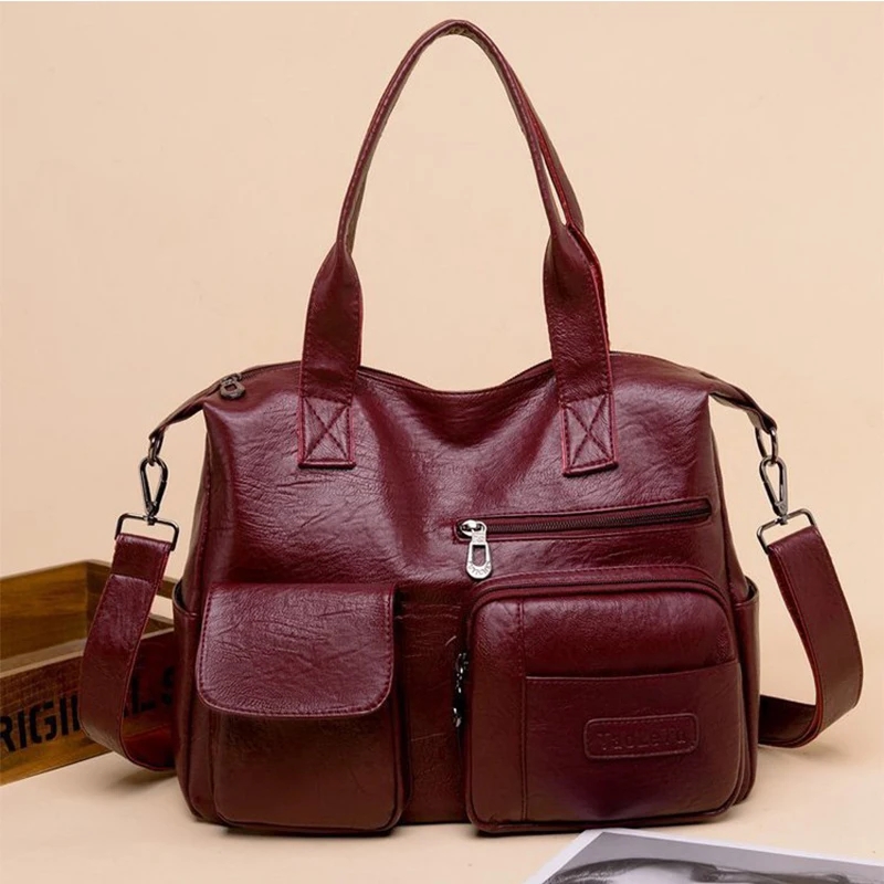 Luxury Shopping กระเป๋าถือหญิงไหล่กระเป๋าออกแบบ PU หนัง Crossbody กระเป๋าผู้หญิงขนาดใหญ่ความจุกระเป๋า Messenger Totes