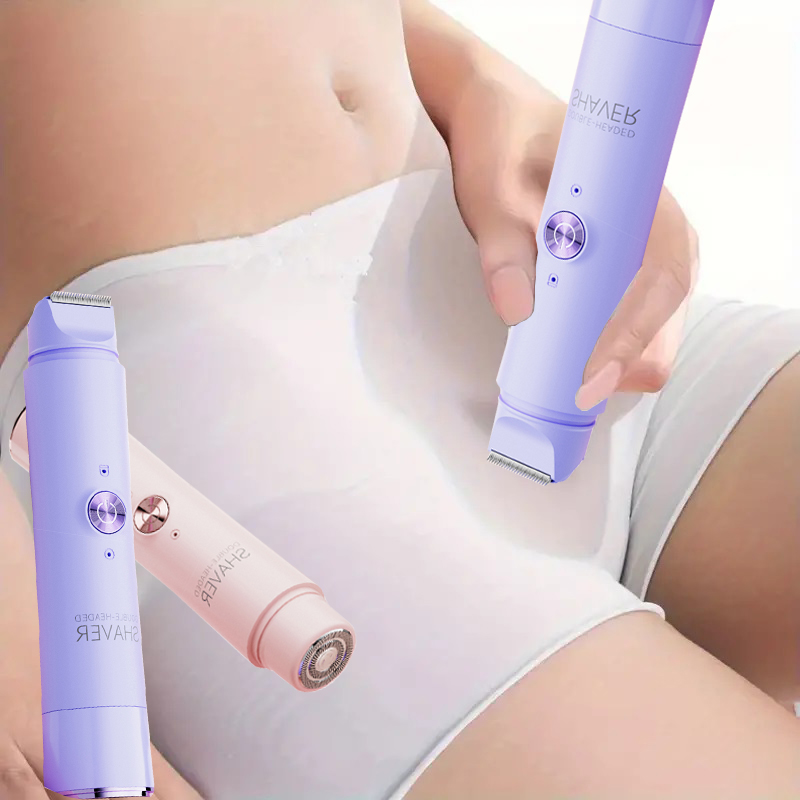 Rasoir électrique rechargeable sans fil 2 en 1, adapté aux femmes – tondeuse bikini à double tête, adaptée à un usage sec et humide