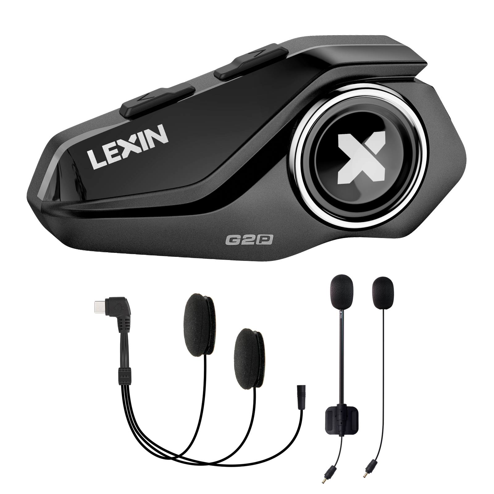 Interkom motocyklowy Lexin-G2P Bluetooth do kasku, możliwość parowania do 6 motocyklistów, duża przyciski, wymienna obudowa, 120 km/h