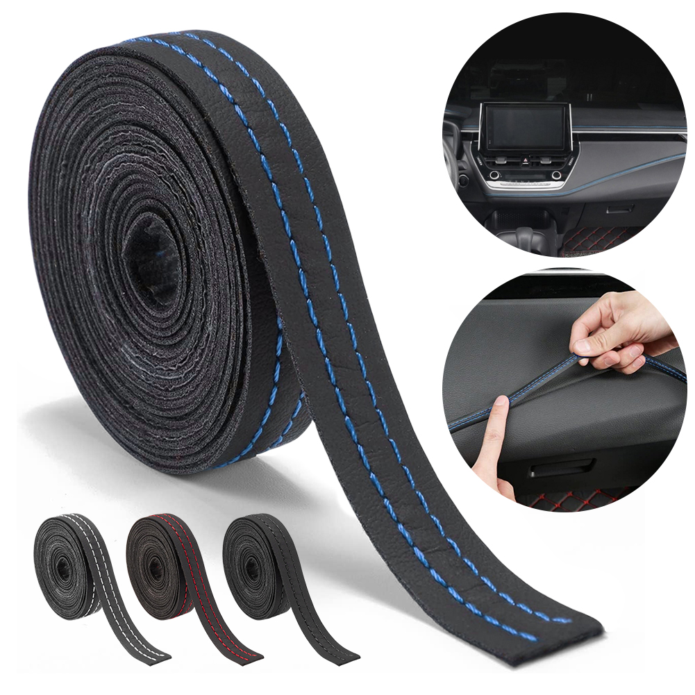 2M Universal รถ Mouldings Trim PU หนัง DIY Braid ตกแต่งสําหรับแดชบอร์ดประตูสติกเกอร์อุปกรณ์ตกแต่งภายในรถยนต์