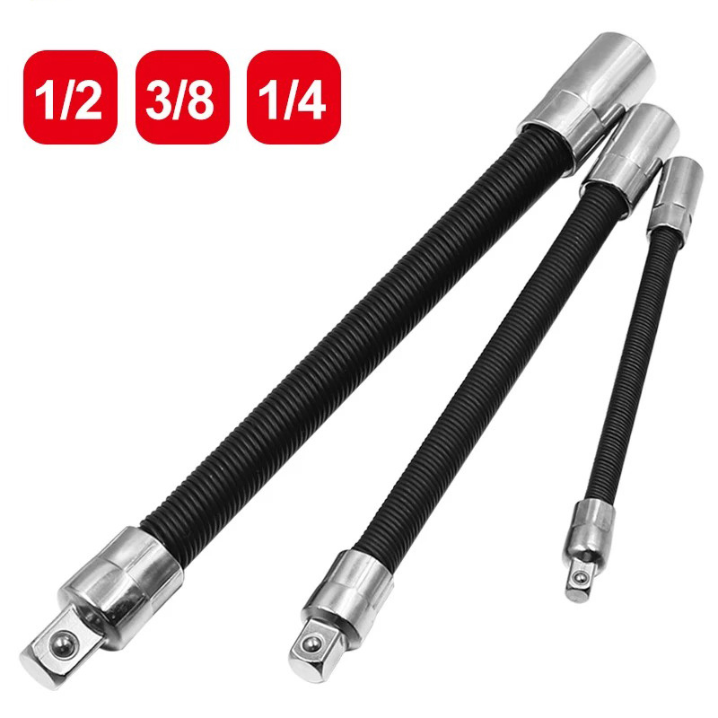 Набор из 3 гибких удлинителей для гаечных ключей 1/2", 1/4", 3/8" с приводом для трещотки, из хромованадиевой стали