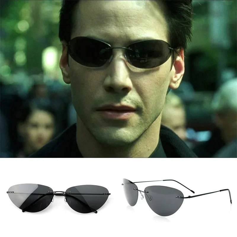 The Matrix kacamata hitam terpolarisasi pria, lensa mata desain merek berkendara tanpa bingkai, ultra ringan Vintage terpolarisasi untuk lelaki