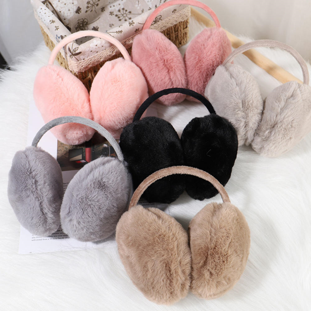 Orejeras de invierno esponjosas para hombres y mujeres, orejeras cálidas de piel sintética para niñas, auriculares plegables y peludos para niños, orejeras suaves y cálidas de Cachemira