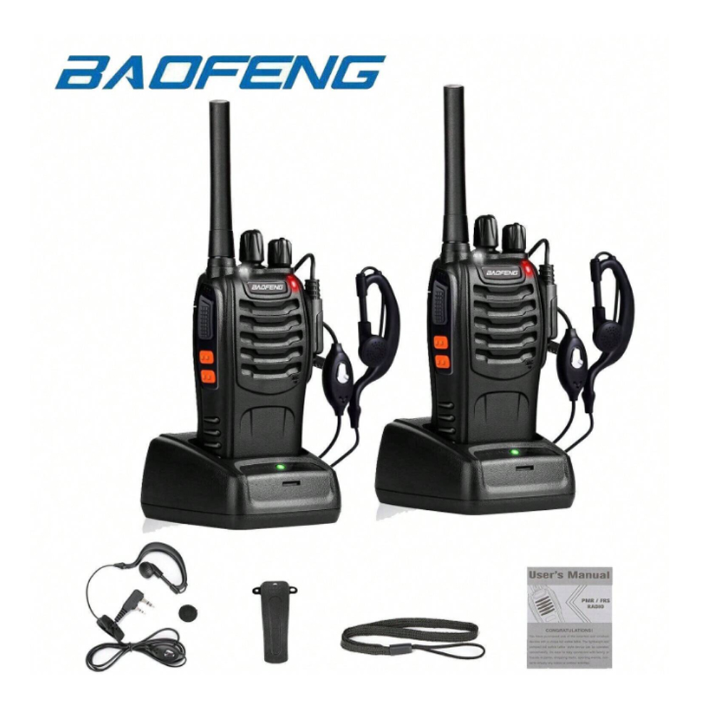 2 pces baofeng BF-88E portátil sem fio walkie16ch uhf 446.00625-446.19375mhz 12.5khz separação de canal com carregador usb