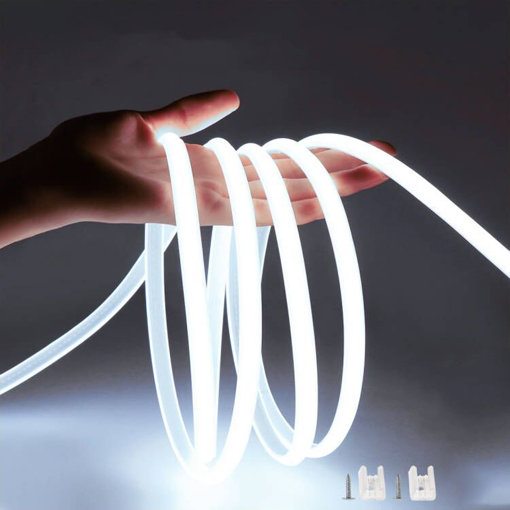 Tira de luces LED COB superbrillantes de 35M, 30M, 10M, 5M, 3M, 110V, 220V con interruptor, cinta LED FOB, enchufe europeo y estadounidense, luces de neón para jardín al aire libre