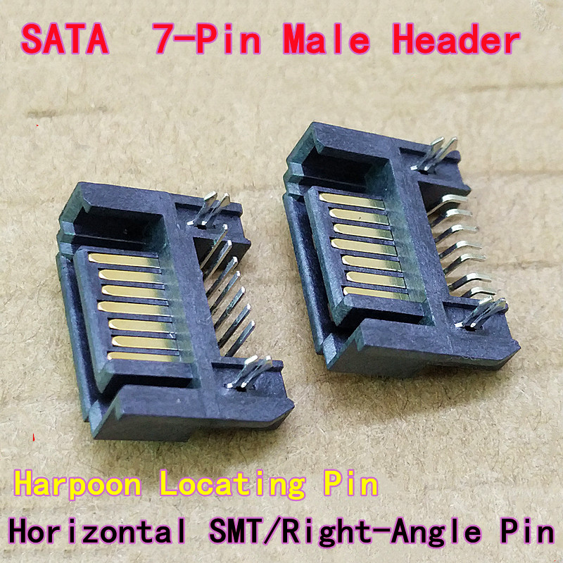 10 pièces connecteur SATA prise SATA mâle en-tête 7 broches mâle demi-boîtier avec fenêtre broche à Angle droit/Horizontal SMT, Type A