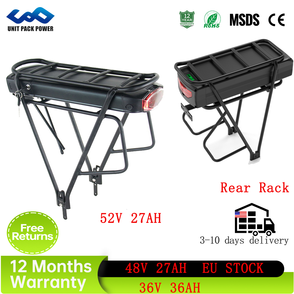 48V 27AH ด้านหลัง 36V 19.2AH 15Ah 17.5Ah แบตเตอรี่ลิเธียมที่มีประสิทธิภาพไฟฟ้า Bycicle Batteria Pack สําหรับ 1500W 1000W 750W 500W 350W