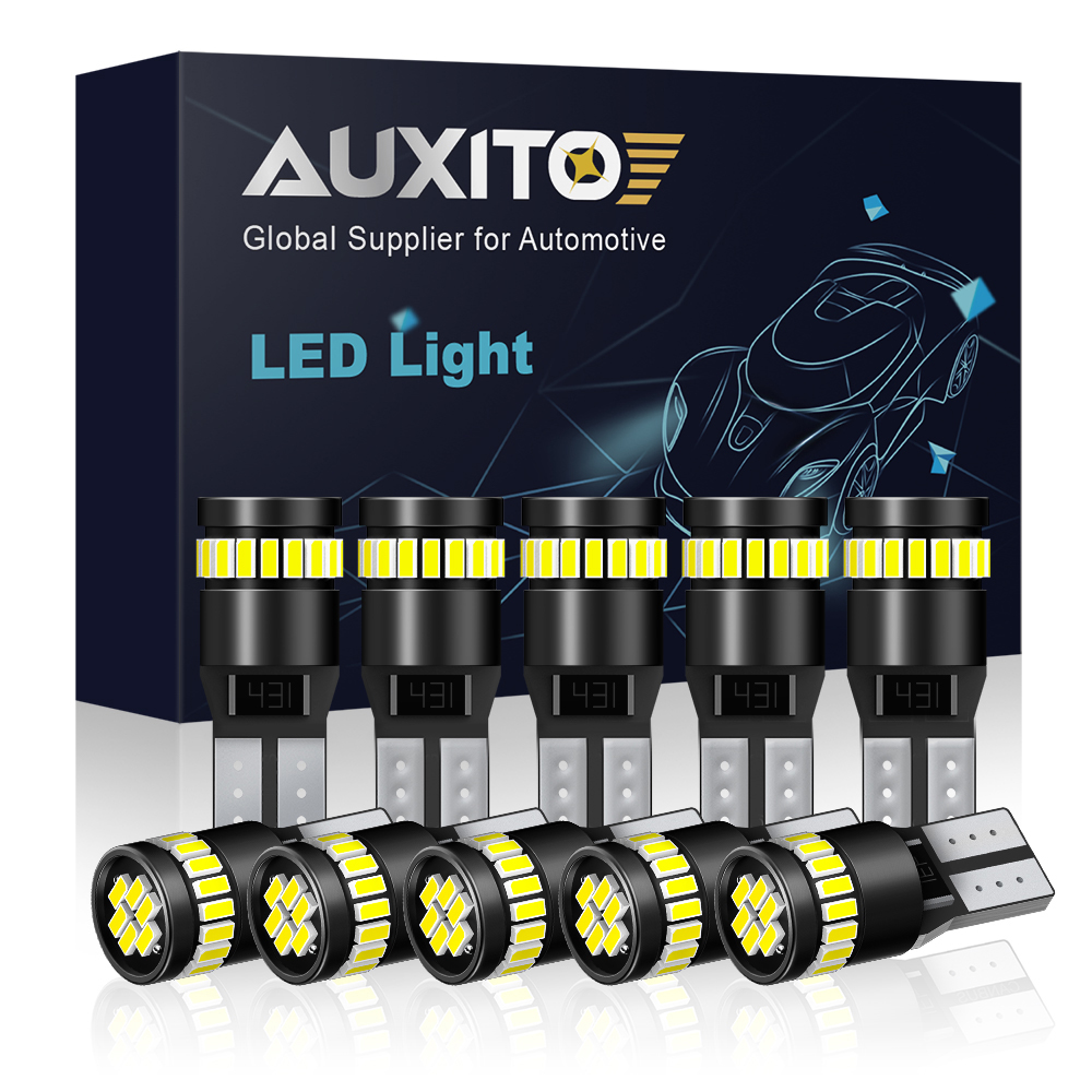AUXITO 10 pièces W5W LED T10 LED ampoules Canbus voiture Position de stationnement feux de dégagement intérieur carte dôme lampe de lecture 12V blanc