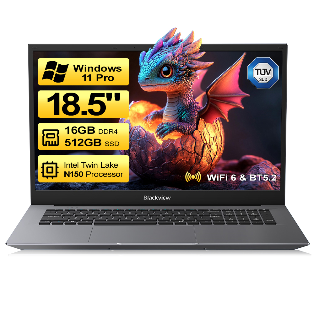 Blackview AceBook 10 16GB DDR4 512GB SSD Intel 18,5 cala Ekran LCD 16:9 Głośniki Stereo Windows 11 Pro Procesor Twin Lake N150 3,6GHz Obsługa Dual BOX Bluetooth 5.2