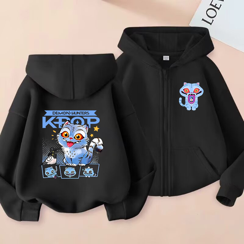 Детские толстовки на молнии с капюшоном Tiger Kpop Demon Hunters, детская одежда, свитшот для мальчиков и девочек, толстовка на молнии, детский топ