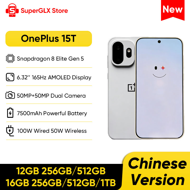 OnePlus 15T Desbloqueado, Teléfono Inteligente 5G, Snapdragon 8 Elite Gen 5, Pantalla de 6.32'' con Frecuencia de Actualización de 165Hz, Batería de 7500mAh, Carga Rápida de 100W, NFC