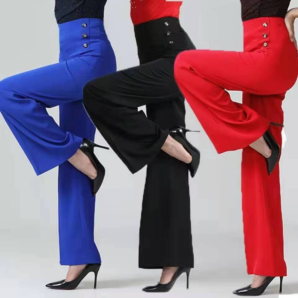 Cintura alta novas calças de dança para mulheres dança social calças de perna larga emagrecimento e versátil calças de dança das mulheres bottoms