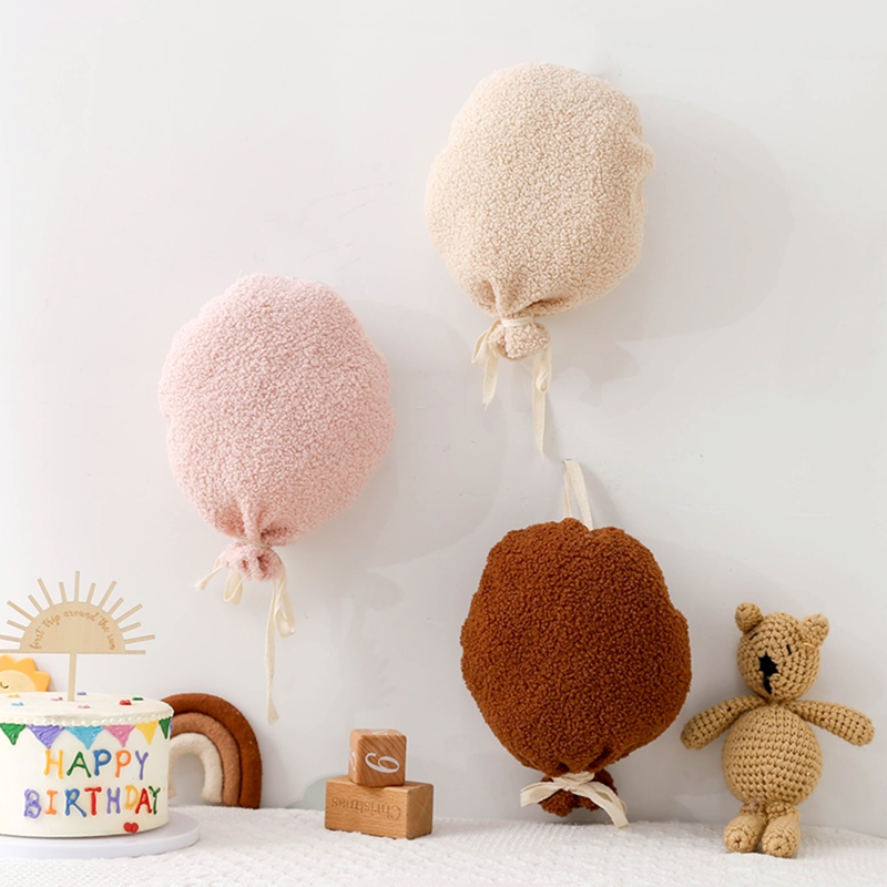 Almohada de globo de terciopelo de peluche para recién nacido, decoraciones nórdicas para colgar en la pared de la habitación del bebé, adornos para colgar en la pared, accesorios de fotografía