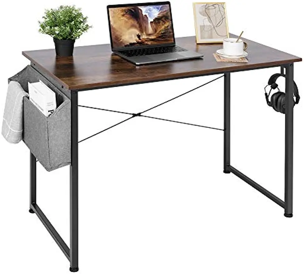 Homfa Biurko Komputerowe Biurko PC Stolik na laptopa Biuro w domu Szkolne biurko do pracy Stabilne z organizerem 100 x 50 cm
