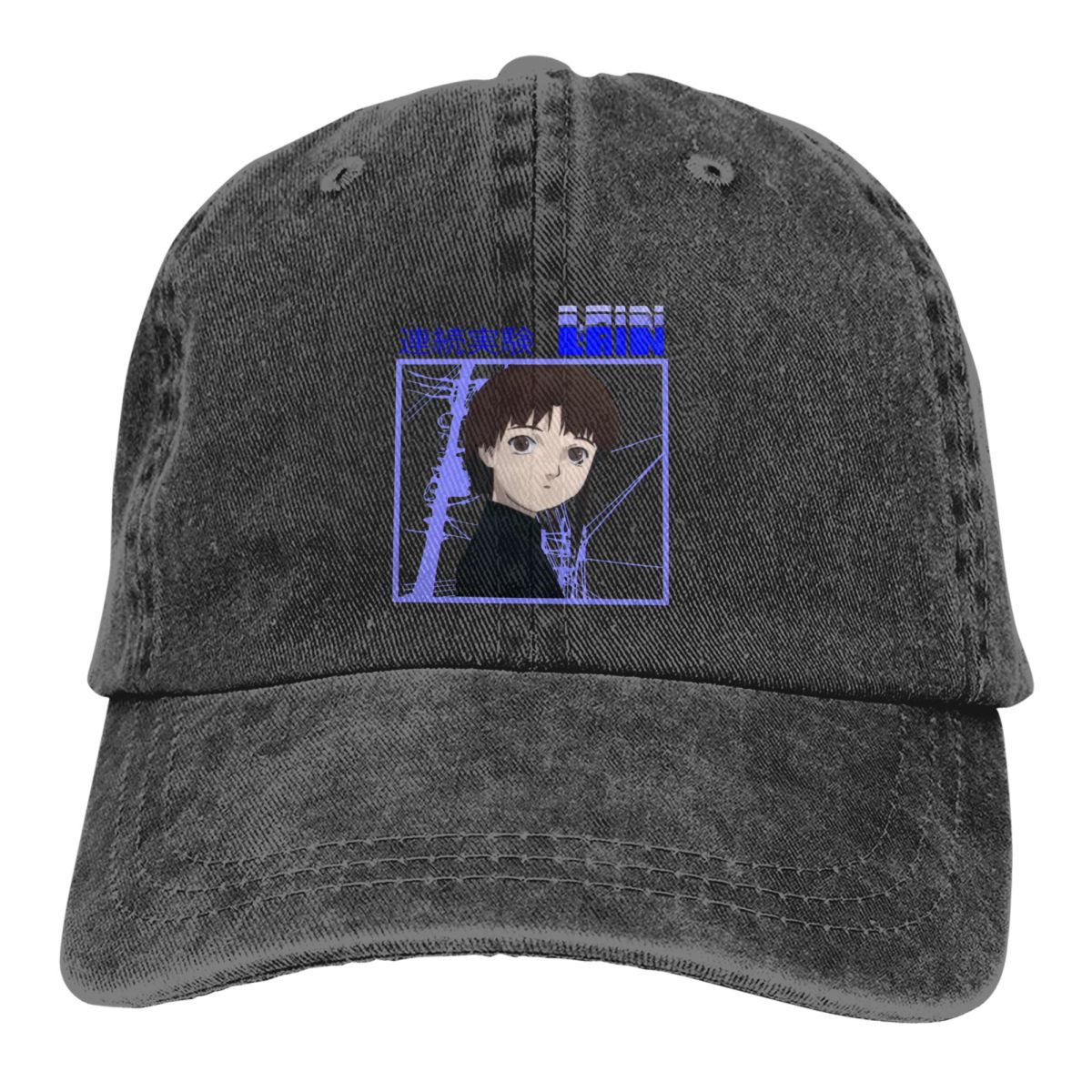 Casquette de Baseball délavée pour hommes, bleue, camionneur, chapeau de papa, série expériences Lain Anime, chapeaux de Golf