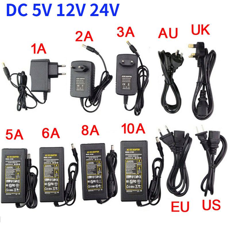 Neue DC 5V 12V 24V LED Netzteil Adapter 1A / 2A / 3A / 5A / 6A / 8A / 10A Licht Transformator Für LED Streifen US/EU/AU/UK Stecker
