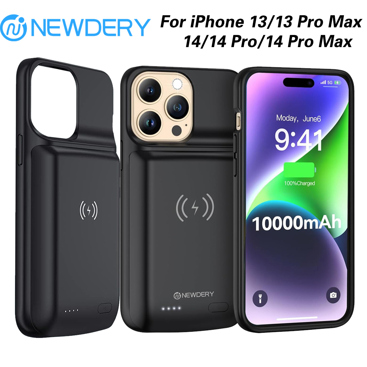 10000mAh Battery Charger Case for iPhone 13/14/15 Pro Max Wireless Charging Power Bank Case Battery Pack for 12 Pro Max Power