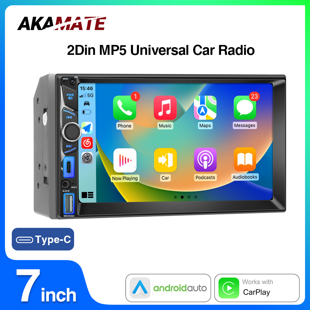 7-дюймовый автомобильный радиоприемник 2din Wince System MP5-плеер Проводной CarPlay Проводной Android Авто Мультимедиа Авторадио Автомобильная стереосистема Bluetooth FM