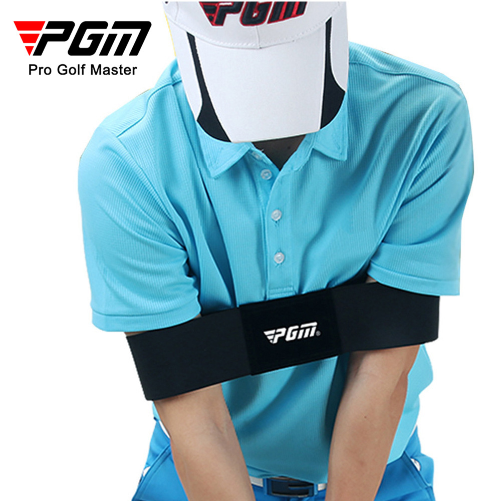 PGM Guida pratica nera per esercizi di swing da golf Ausili per l'allenamento Cintura da braccio per correzione correttiva per allenamento da golf all'aperto JZQ005