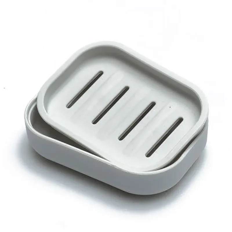 Jabonera portátil de plástico de doble capa, caja de jabón para el hogar, bandeja de jabón con drenaje para el baño, jabonera con tapa, 1 unidad