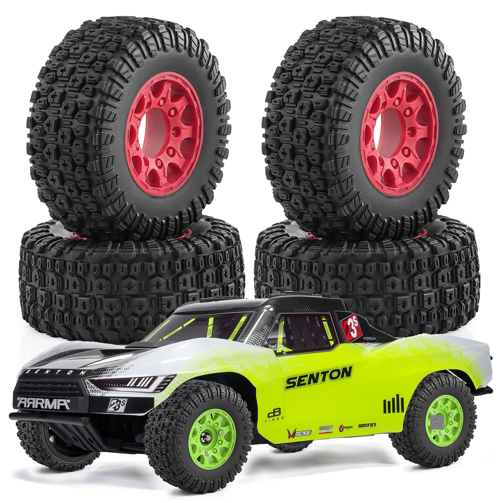 4 szt. Opony do Short Course Trucka 109mm z zestawem kół z hexem 12/14/17mm do 1/10 ARRMA Senton Fury 223S BLX RC Części do tuningu samochodów RC