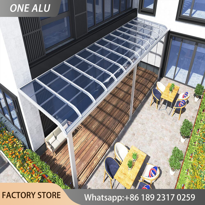 Auvent de porte extérieur en polycarbonate, protection contre la pluie et les UV, pour fenêtre, véranda, terrasse, avec cadre en aluminium, design moderne pour porte d'entrée