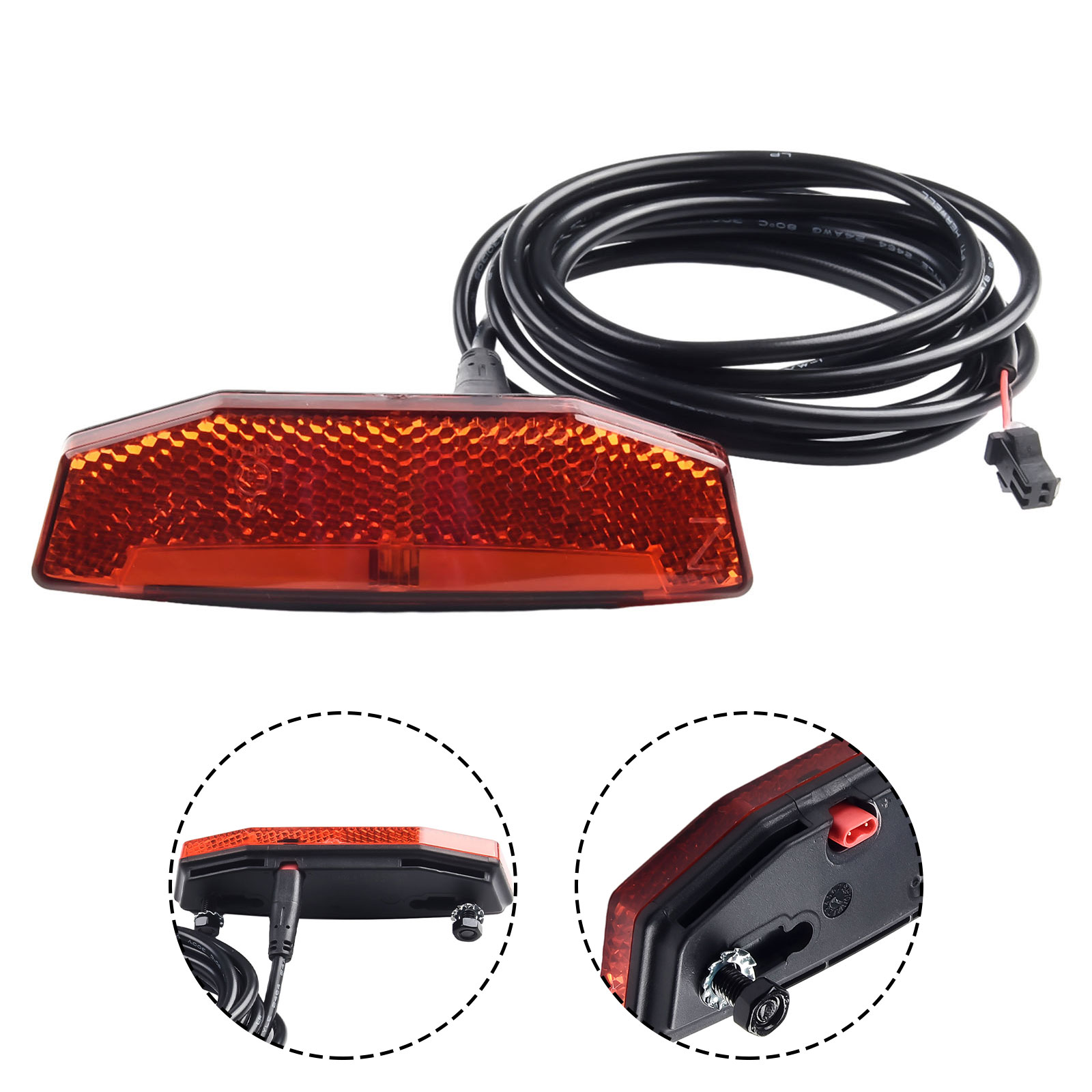 Luz traseira da bicicleta elétrica 36v/48v luz de freio da cauda ebike traseira luz de segurança lâmpada traseira para bicicleta elétrica com 7 único led
