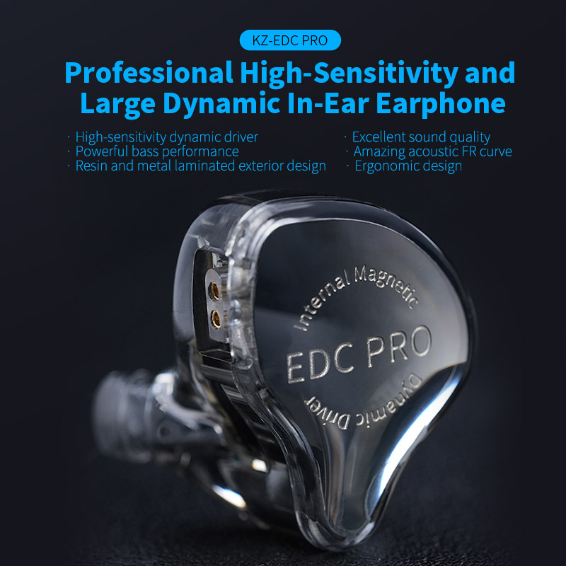 KZ EDC PRO atualizado de alta qualidade dinâmico HIFI no ouvido cabo intercambiável com fio fones de ouvido com cancelamento de ruído de movimento