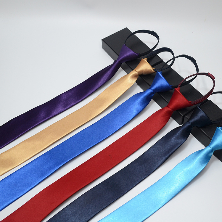 Pre-tied Zipper Tie Neck for Women Men Skinny 5cm Zipper Neckties Red Black Blue Solid Color Slim Narrow Entertainment Party