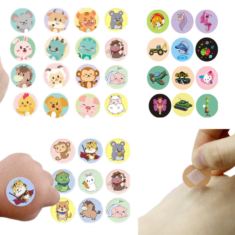 120 pçs/set dos desenhos animados redondo band aid tiras de primeiros socorros crianças vacinação ferida remendo ataduras adesivas emplastros kawaii
