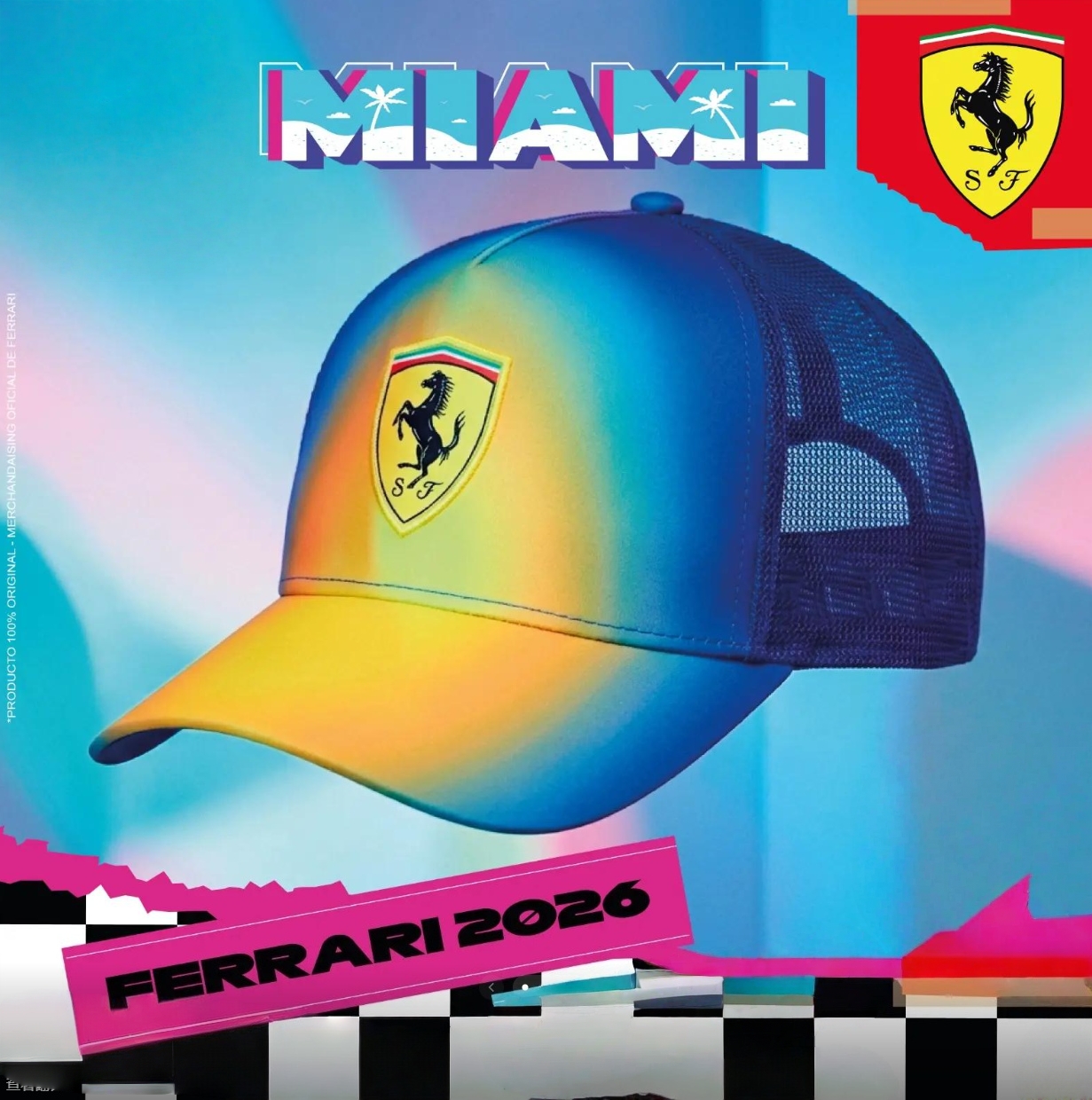 Бейсболка Ferrari Team 2026 Hamilton Leclerc Miami GP, кепка для болельщиков Grand Prix Майами 2026, головной убор для фанатов.
