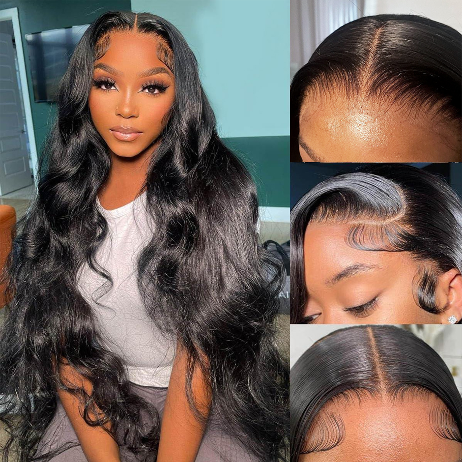 Peruca Peruana Sem Cola com Ondas Corporais, Peruca Frontal de Renda 7x5 com Ondas Corporais para Mulheres, Perucas de Cabelo Humano ISEE HAIR