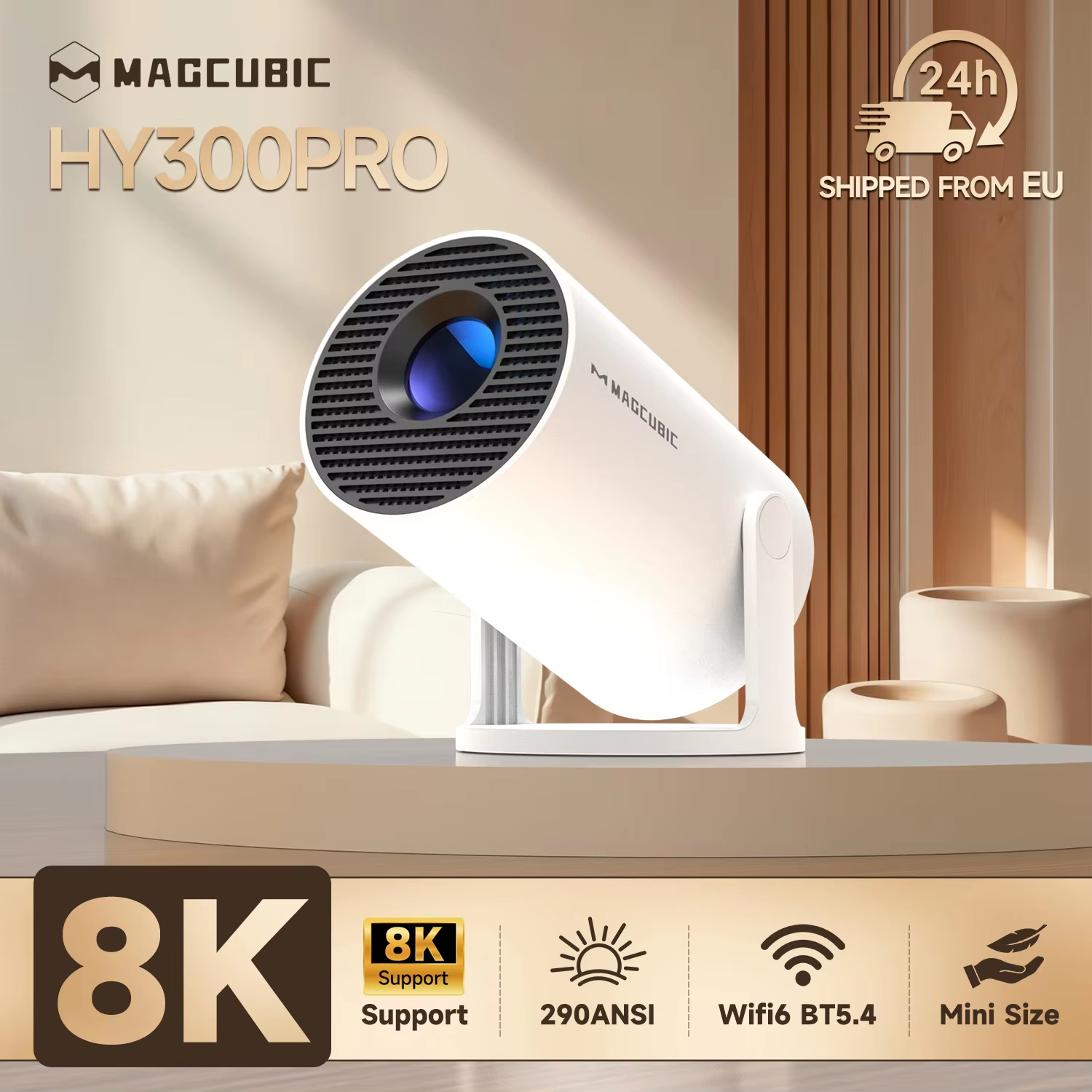 Magcubic Projector 8K Android 14 HY300 Pro Wifi6 290ANSI Allwinner H726 BT5.4 1080P 1280*720P Cinema Buitenprojector draagbaar