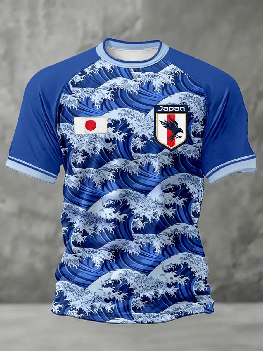 2026 Heren Print Voetbalshirt Japan Nationaal Team Korte Mouw T-Shirt Raven Crest Japan Vlag Sport Fan Casual Voetbal Tee