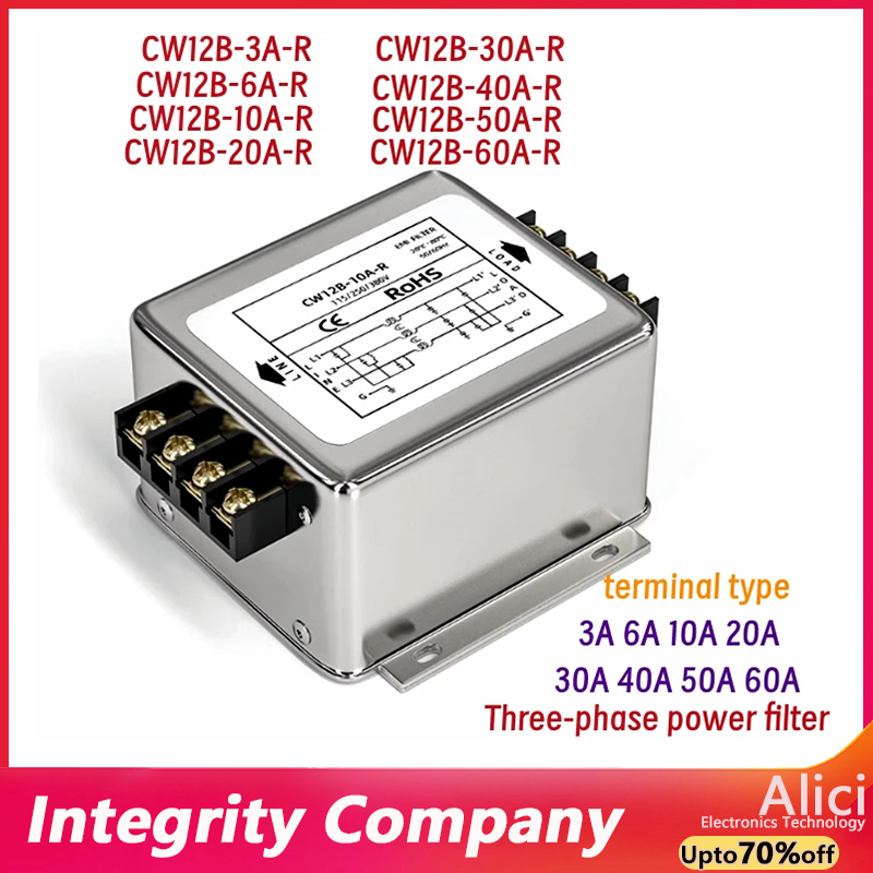 Filtro de potencia trifásico inversor EMI Servo filtro purificador CW12B-3/6/10/20/30/40/50/60A-R AC 380V CW12B-40A-R CW12B-30A-R