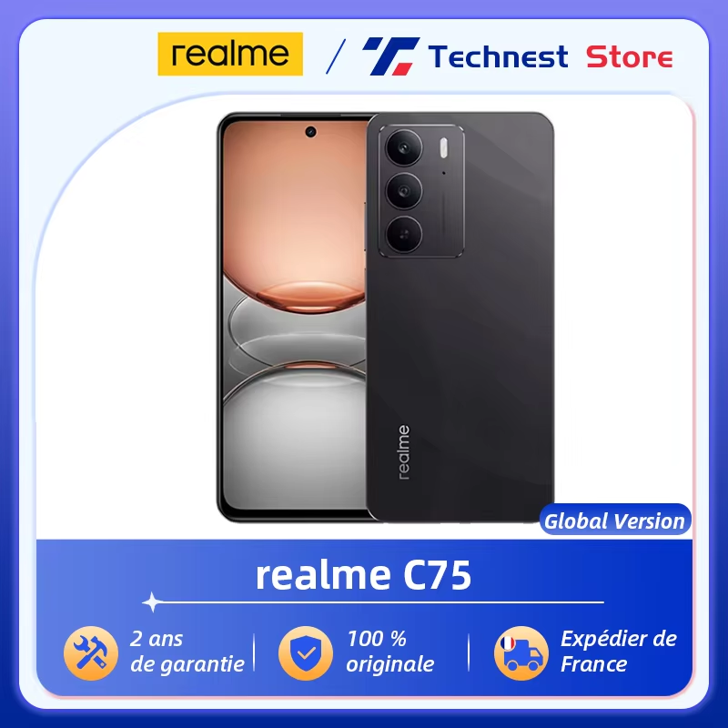 Globalna wersja realme C75 6,72'' Wyświetlacz FHD 90 Hz Kamera AI 50 MP Bateria 5828 mAh Ładowanie 45 W IP69 100% Oryginalny telefon komórkowy NFC