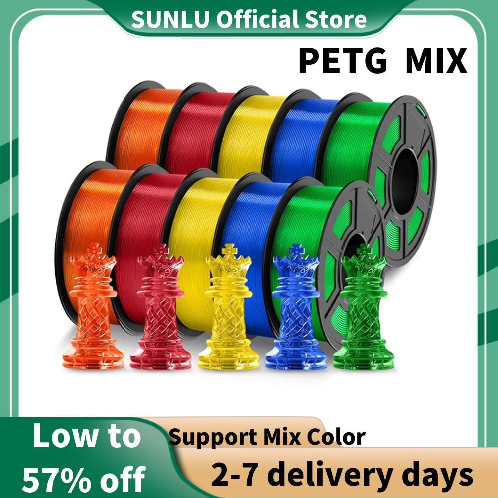 Sunlu pla petg pla plus filamentos 10 rolos de filamento 3d 1 kg/rolo 1.75mm 100% linhas de filamento até ordenadamente para impressão 3d da ue eua