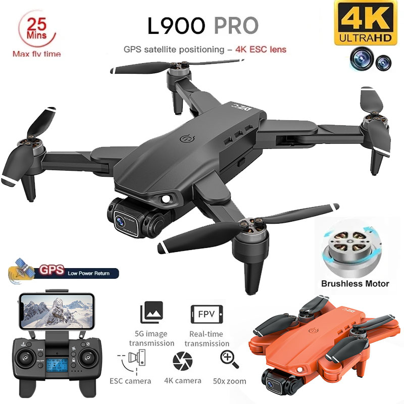 L900 Pro Gps Drone 4K Professionele Hd Dual Camera 5G Wifi Fotografie Borstelloze Opvouwbare Quadcopter Rc Afstand 1.2Km Drones Speelgoed
