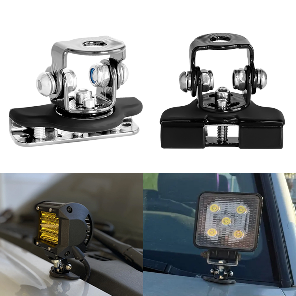 Abrazadera de soporte de luz de trabajo LED Universal para capó de pilar A, abrazadera de montaje de barra de lámpara de cubierta de motor, 2 uds.