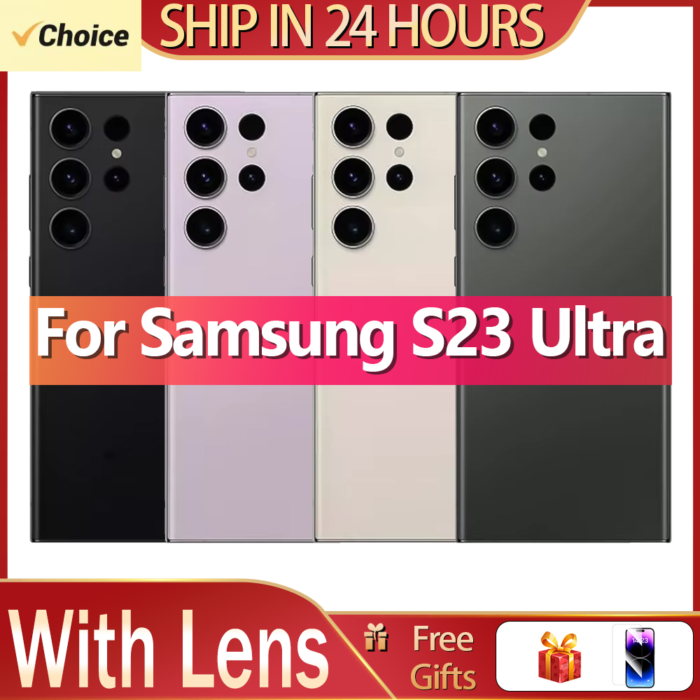 For Samsung Galaxy S23 Ultra Battery Back Cover Glass Panel Rear Door Housing Case Camera Lens Replace