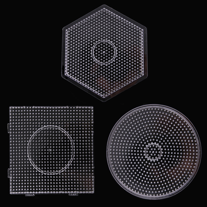 7 ประเภท 5 มม.PE CLEAR Square Melting ลูกปัดขนาดใหญ่ Pegboards BOARD วงกลมปริศนาลูกปัดแม่แบบสําหรับฟิวส์ลูกปัด