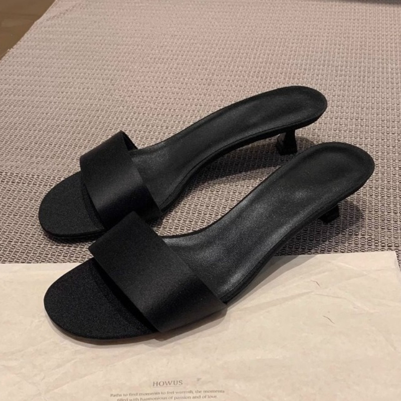 Designer Summer Open Toe Slip On Women Slippers Ladies Elegant Dress Street Style Thin Heel Slides