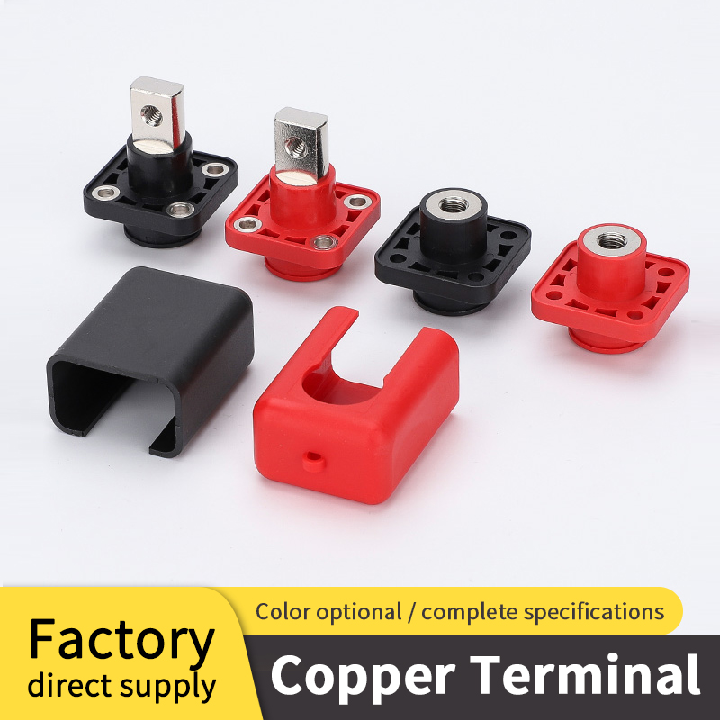 Connecteur de borne en cuivre 200A, type traversant le mur, pour batterie au lithium, borne de stockage d'énergie, batterie au lithium à courant élevé, 2 pièces