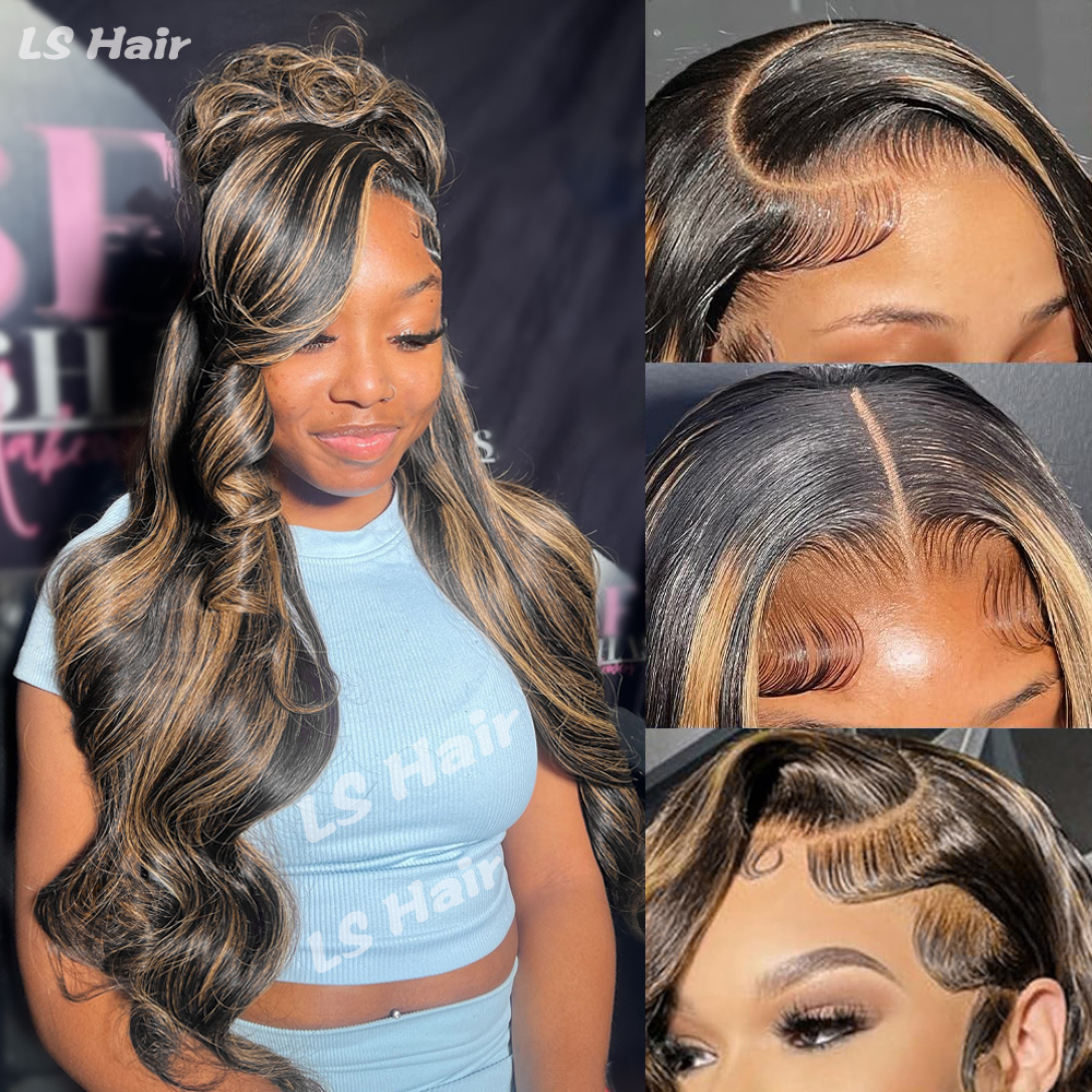 32 Inch Body Wave 1B/27 Hoogtepunt 13x6 Kant Frontale Pruiken Menselijk Haar Pruik Braziliaanse 200 Dichtheid Gekleurde Ombre Kant Pruik Voor Vrouwen