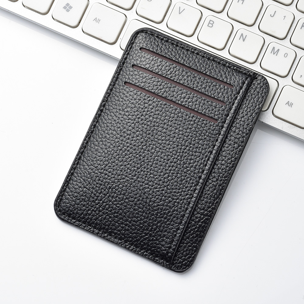 1Pc 新超薄型ソフト財布 Pu レザーミニクレジットカード財布キャンディーカラー銀行クレジットカードボックス女性男性名刺セット