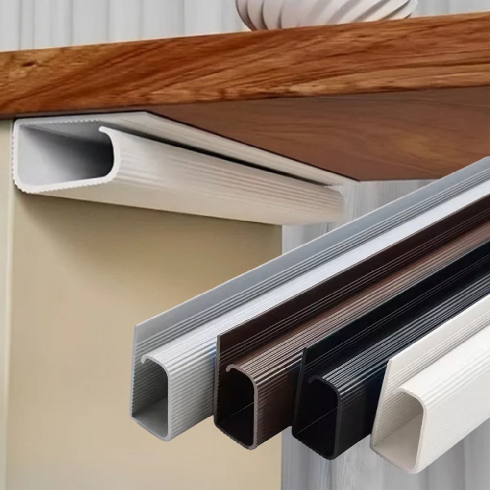 1pc Gestion de câbles sous le bureau en PVC, Canal de câbles, Organisateur de câbles, Cache-câbles, Sans perçage, pour la maison et le bureau