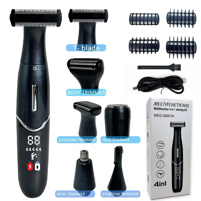 Depiladora eléctrica 4 en 1 para mujer, afeitadora multifuncional para cara y cuerpo, afeitadora de precisión para área íntima para hombre, recortadora de barba y cara